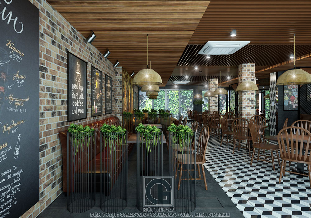 Mẫu thiết kế nội thất nhà hàng, quán cà phê hiện đại