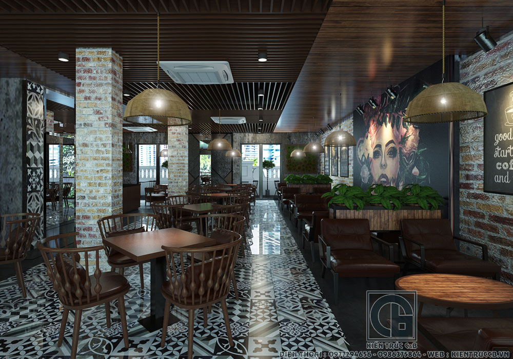 Mẫu thiết kế nội thất nhà hàng, quán cà phê hiện đại
