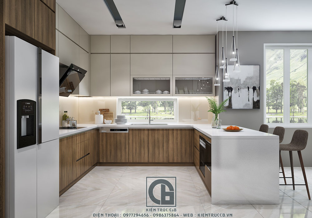 Mẫu thiết kế nội thất phòng bếp hiện đại 