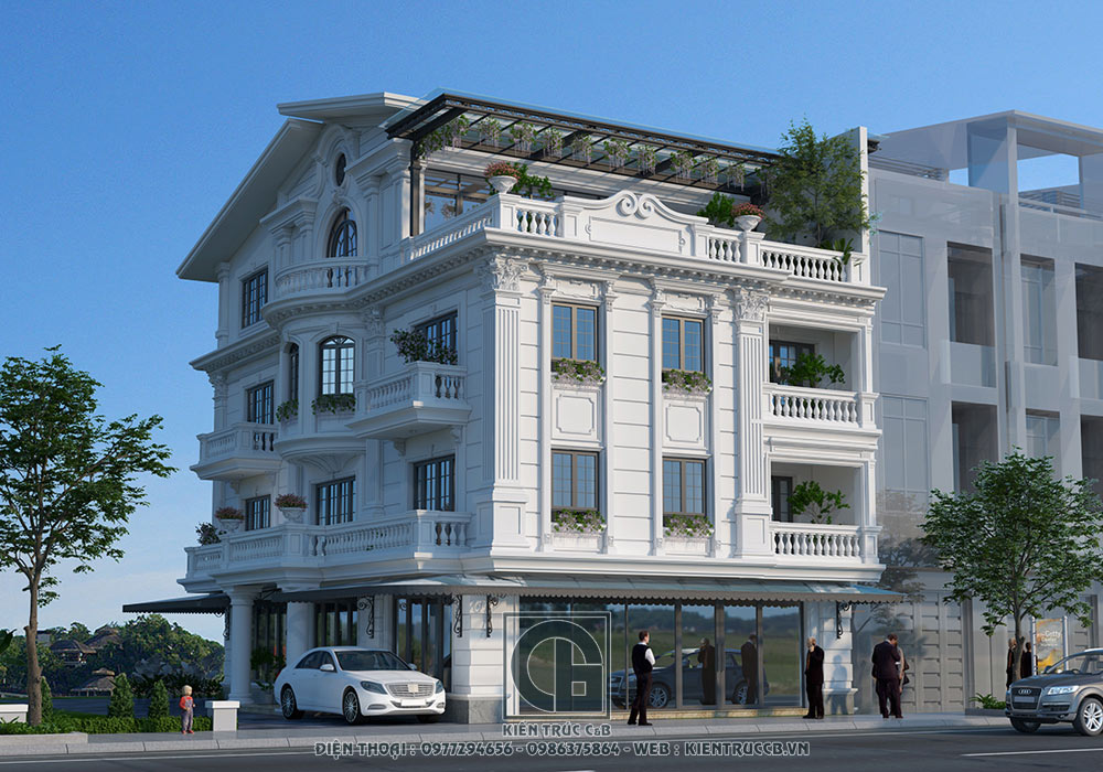 thiết kế biệt thự tân cổ 4 tầng Ecopark1