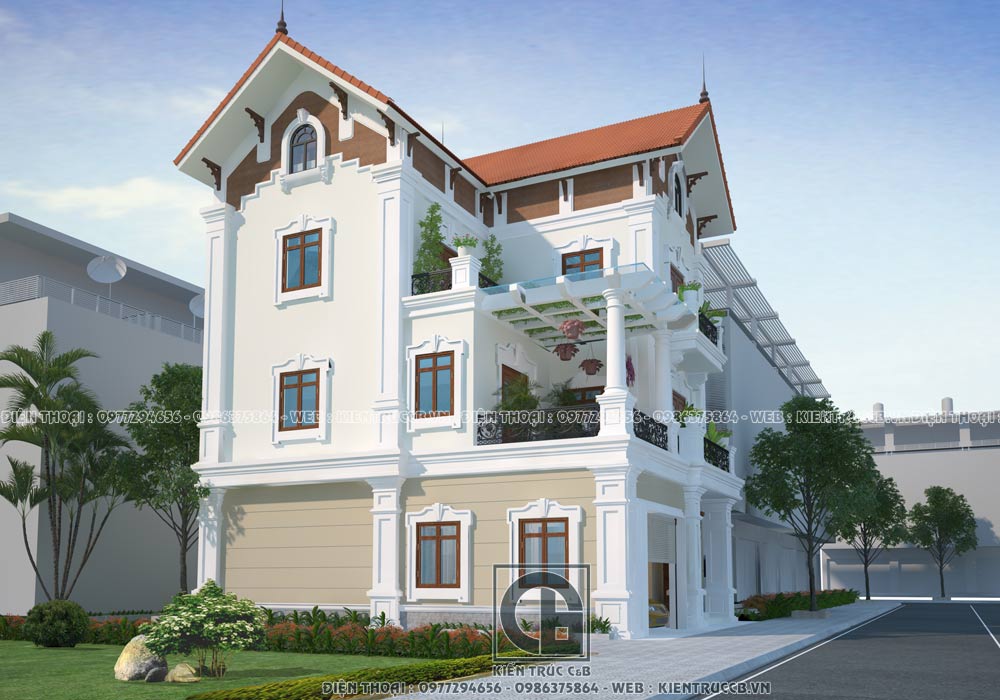 Mẫu biệt thự 3 tầng phong cách tân cổ điển