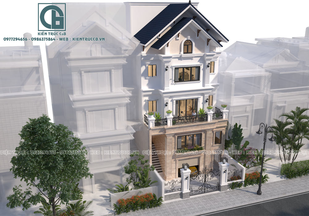 Mẫu thiết kế biệt thự nhà phố 4 tầng ấn tượng
