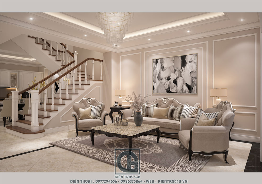 Đẹp hút hồn với nội thất biệt thự phong cách tân cổ điển