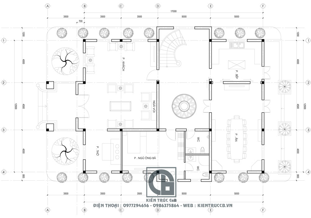 Thiết kế biệt thự 2 tầng 1 tum phong cách tân cổ điển