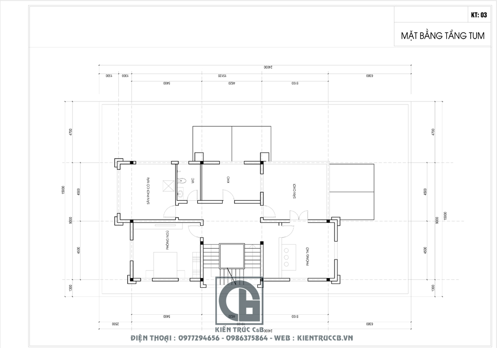 Thiết kế biệt thự mái Thái 2 tầng 1 tum