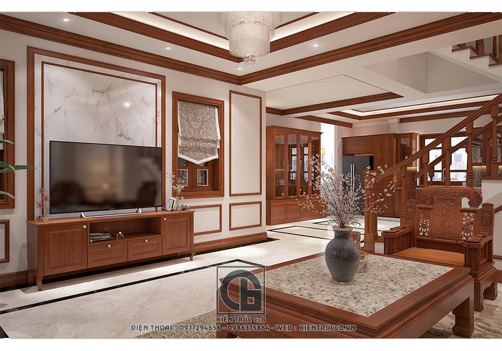 mẫu thiết kế nội thất tân cổ điển biệt thự chú Sang