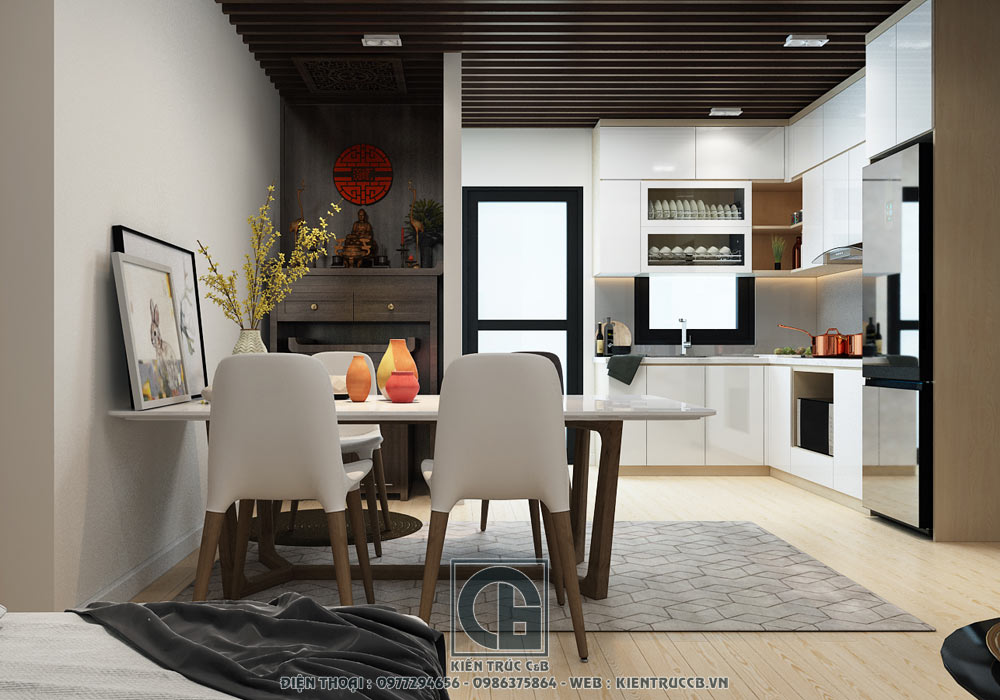 Mẫu nội thất chung cư đẹp hiện đại 70m2