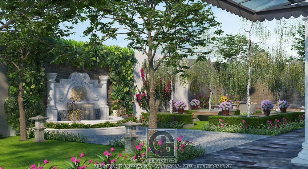 Thiết kế sân vườn đẹp 200m2 tại KĐT Ecopark - Kiến Trúc C&B