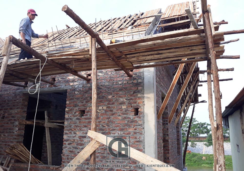 Tiến độ công trình biệt thự vườn 1 tầng hình chữ L - Chương Mỹ