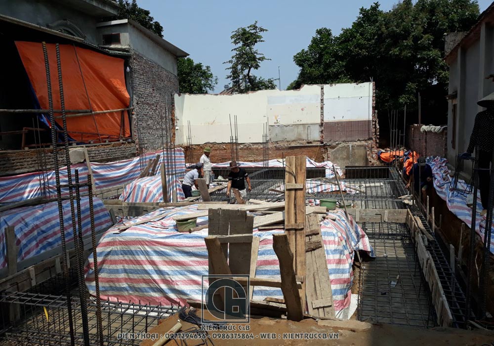 Tiến độ xây dựng biệt thự mái thái 2 tầng chương mỹ