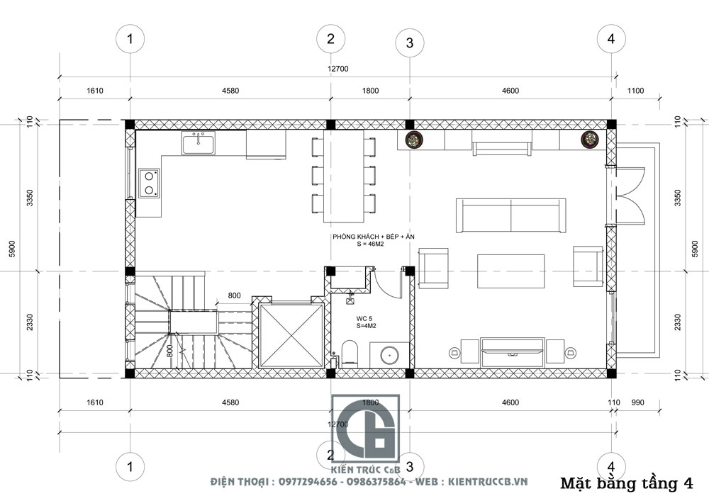 mẫu thiết kế nhà ống 5 tầng phong cách hiện đại