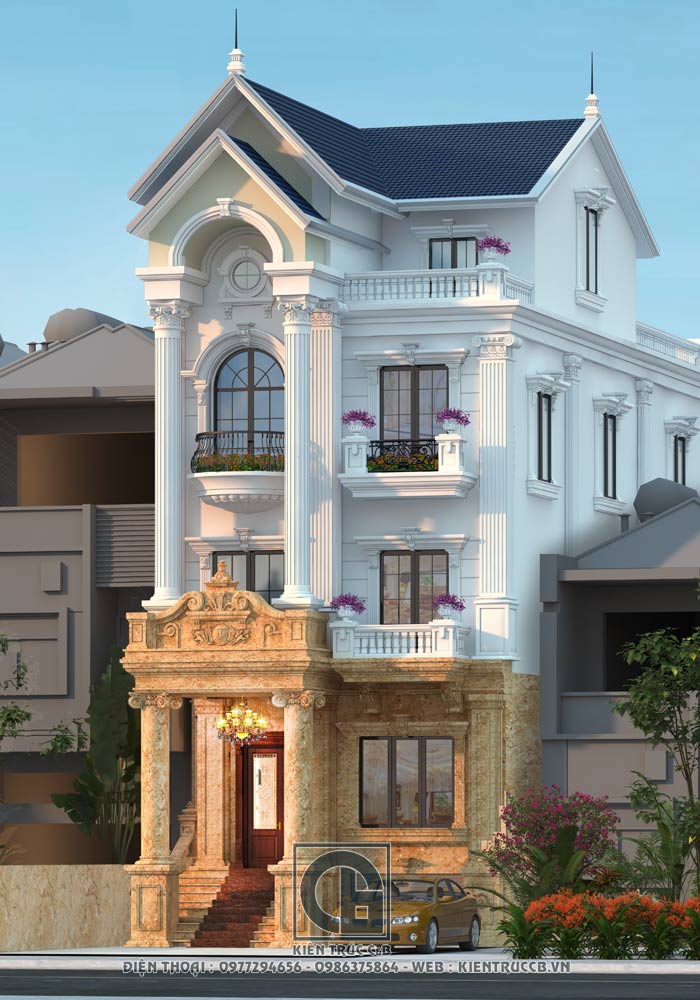 Thiết kế biệt thự tân cổ điển 3 tầng 1 tum