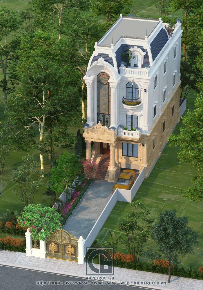 Thiết kế biệt thự tân cổ điển 3 tầng 1 tum