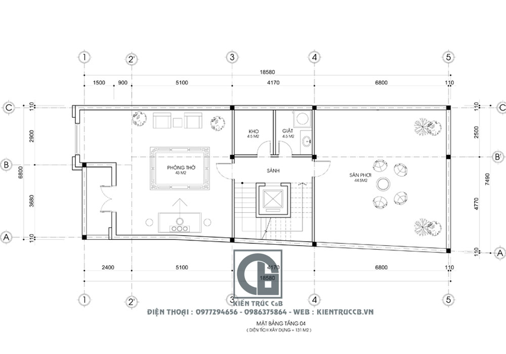 Thiết kế biệt thự tân cổ điển 3 tầng 1 tum
