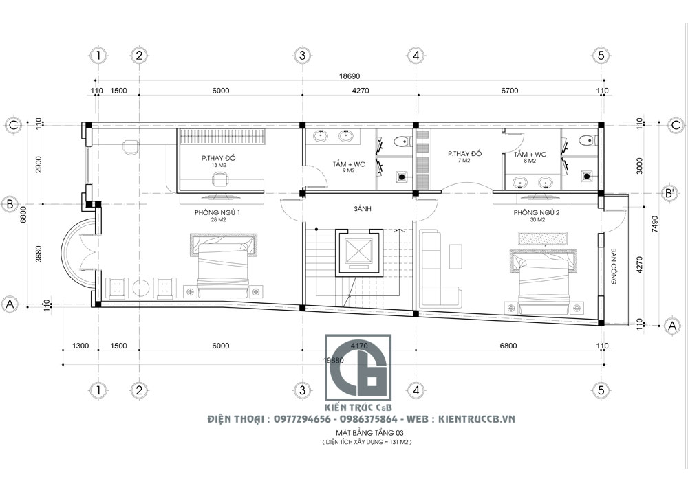 Thiết kế biệt thự tân cổ điển 3 tầng 1 tum