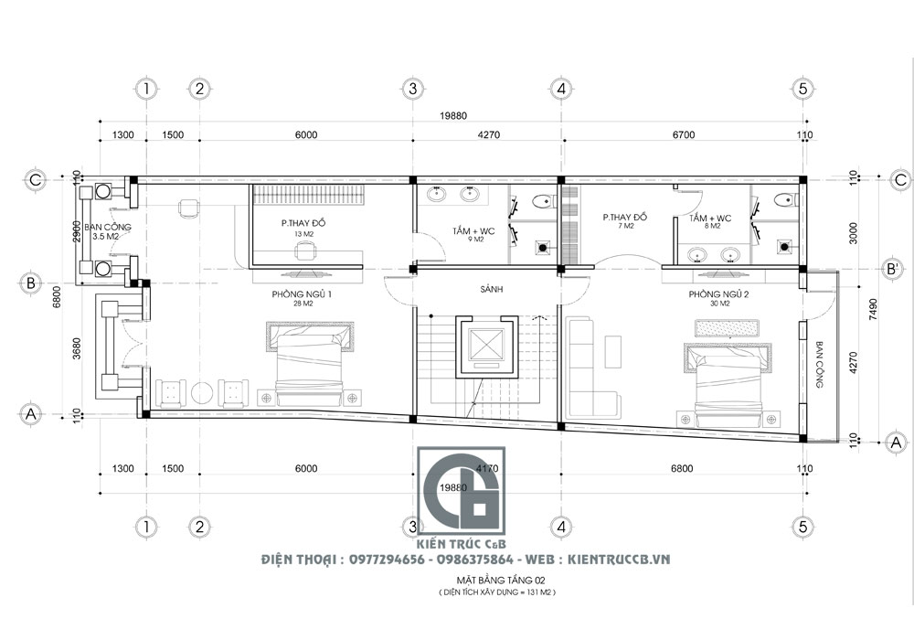 Thiết kế biệt thự tân cổ điển 3 tầng 1 tum