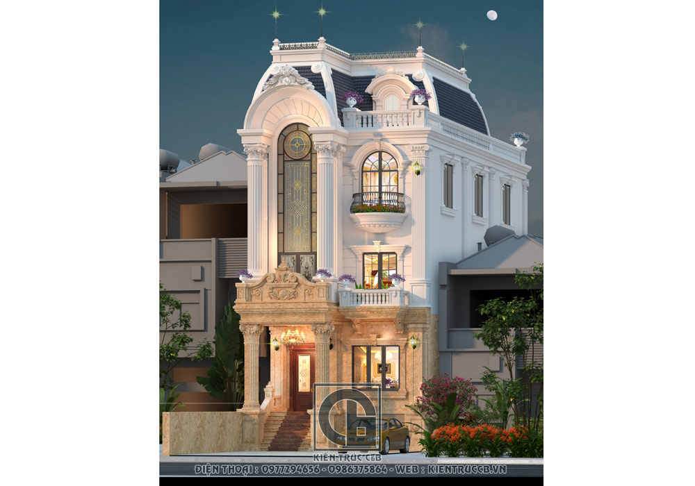 Thiết kế biệt thự tân cổ điển 3 tầng 1 tum