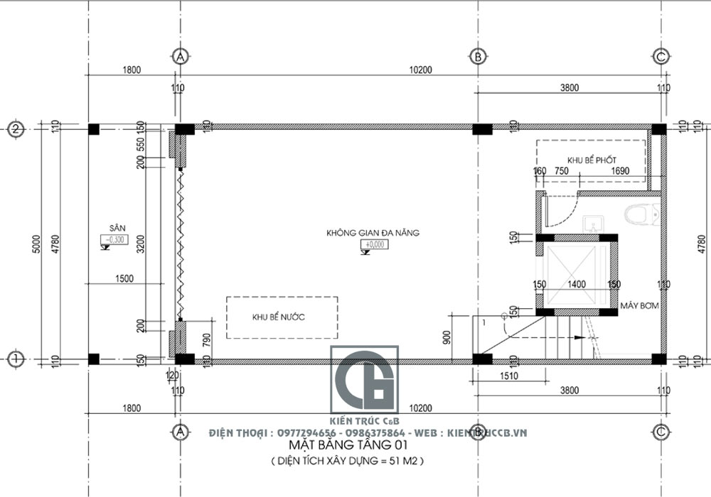 Thiết kế nhà ống 4 tầng 1 tum kết hợp cho thuê
