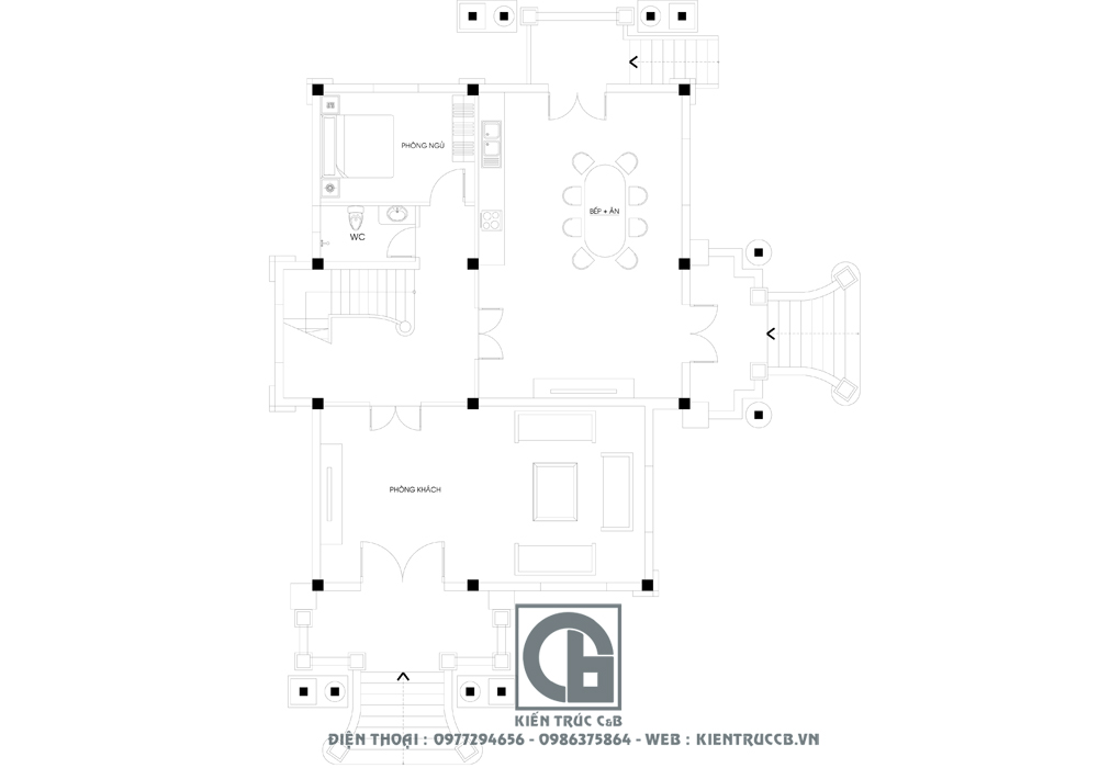 Mẫu biệt thự mái Thái 3 tầng 1 tum