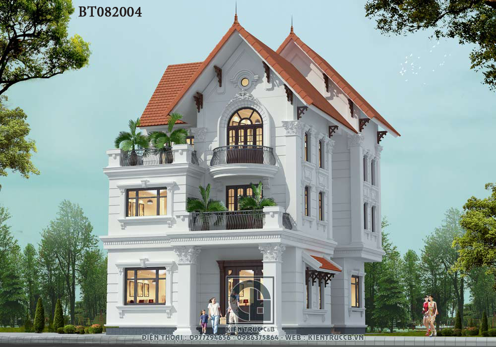 Mẫu thiết kế biệt thự mái Thái 3 tầng