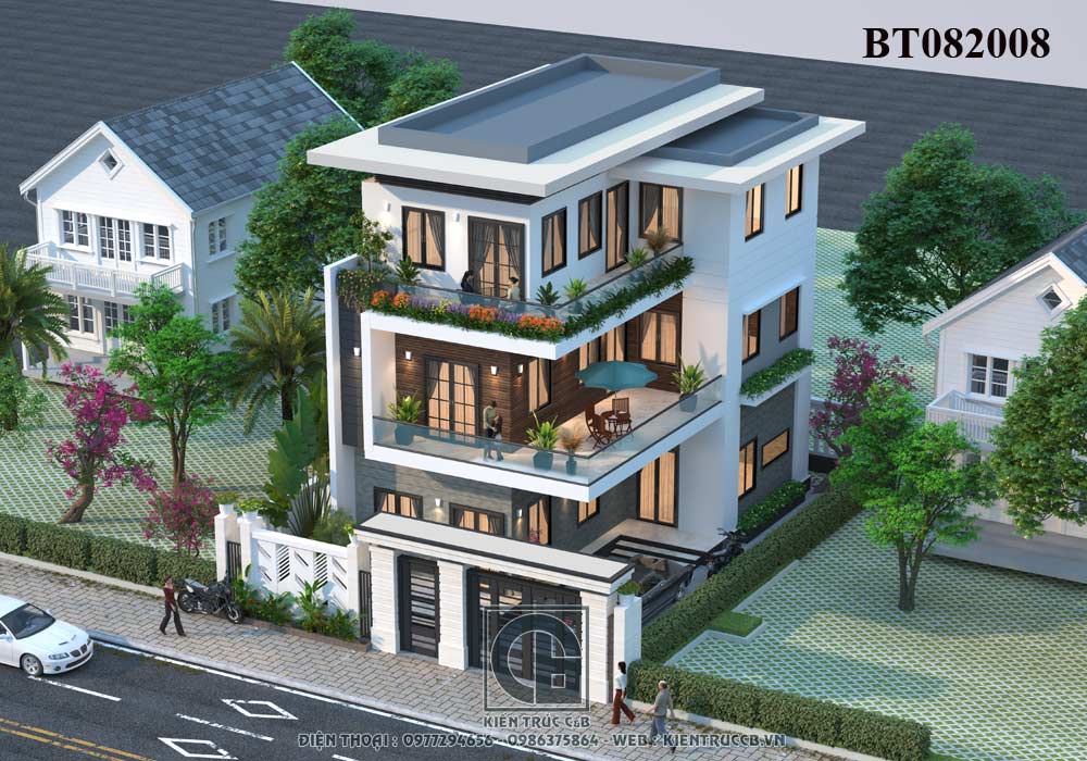 Thiết kế biệt thự phố 3 tầng hiện đại - Anh Bình - Nam Định - BT1557