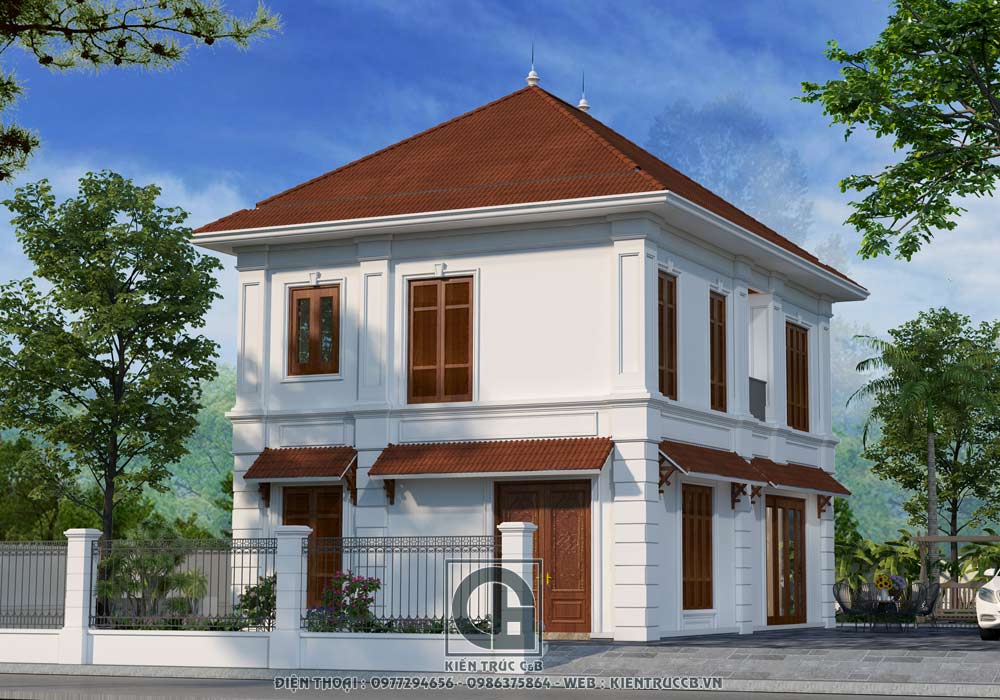 Mẫu thiết kế nhà vườn 2 tầng mái Nhật