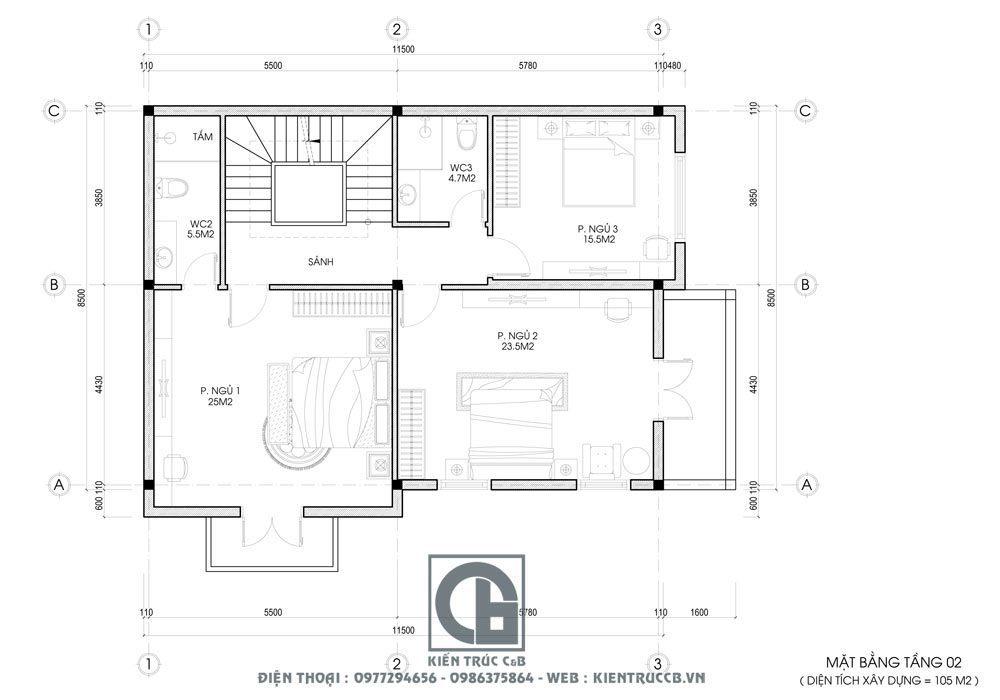 Thiết kế biệt thự tân cổ điển 3 tầng