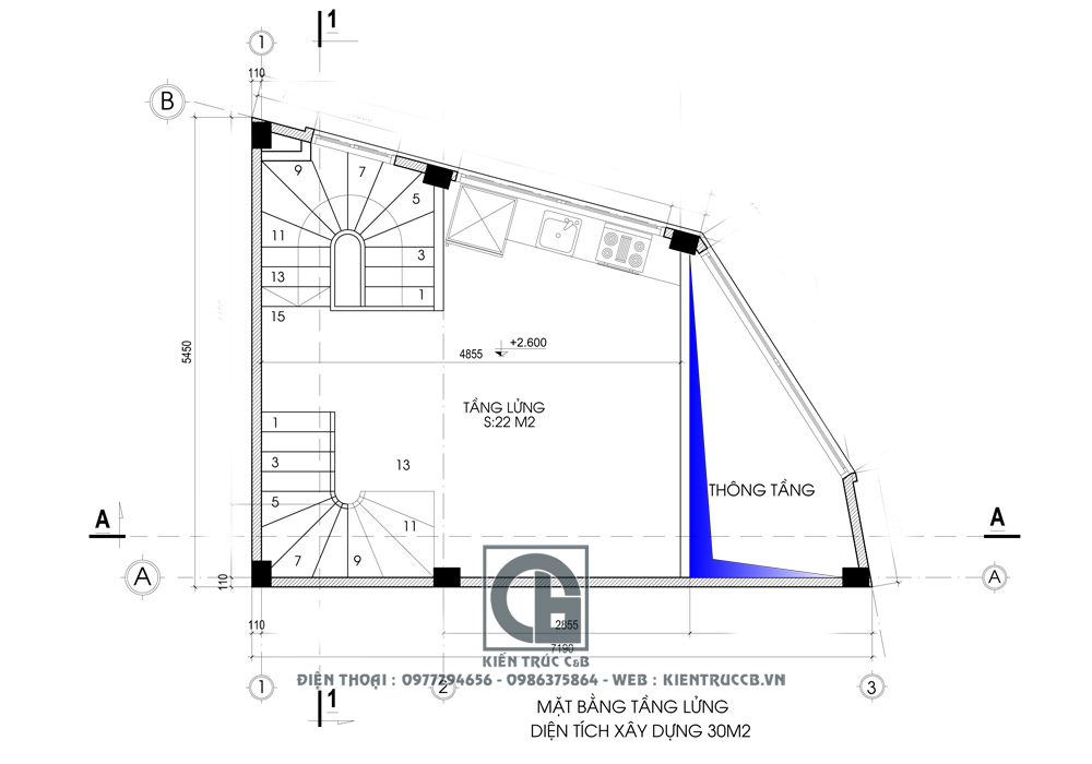 Thiết kế nhà ống 5 tầng 2 mặt tiền