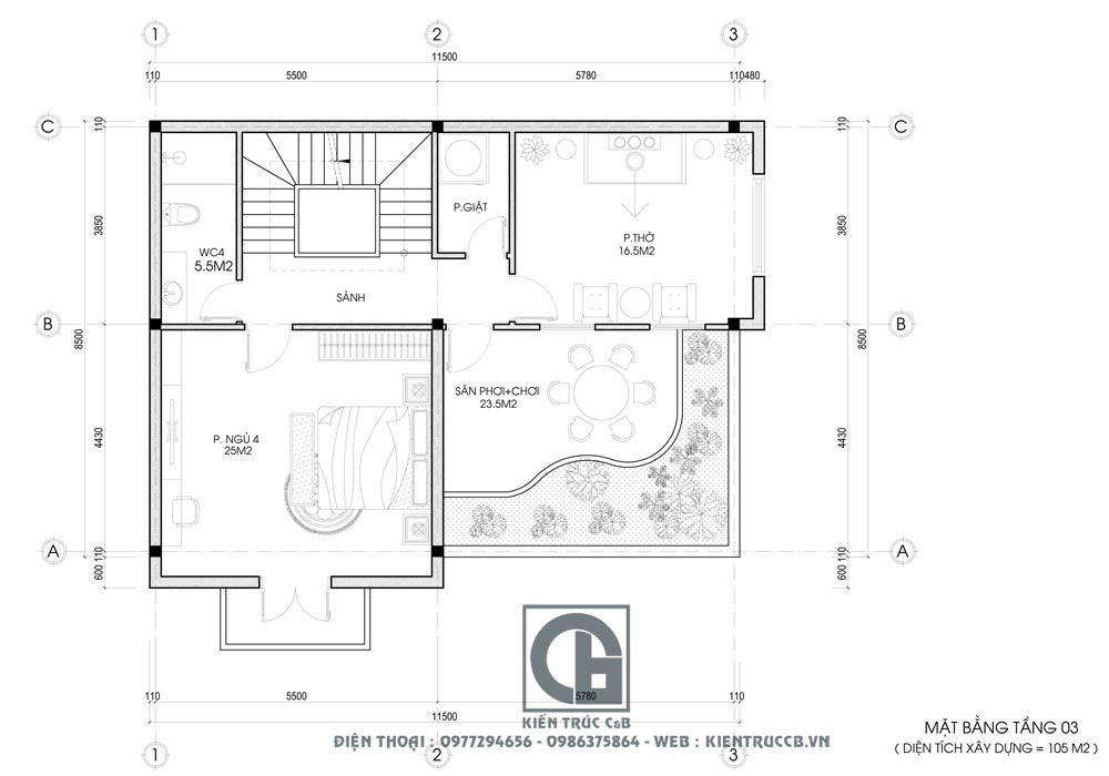 Thiết kế biệt thự tân cổ điển 3 tầng