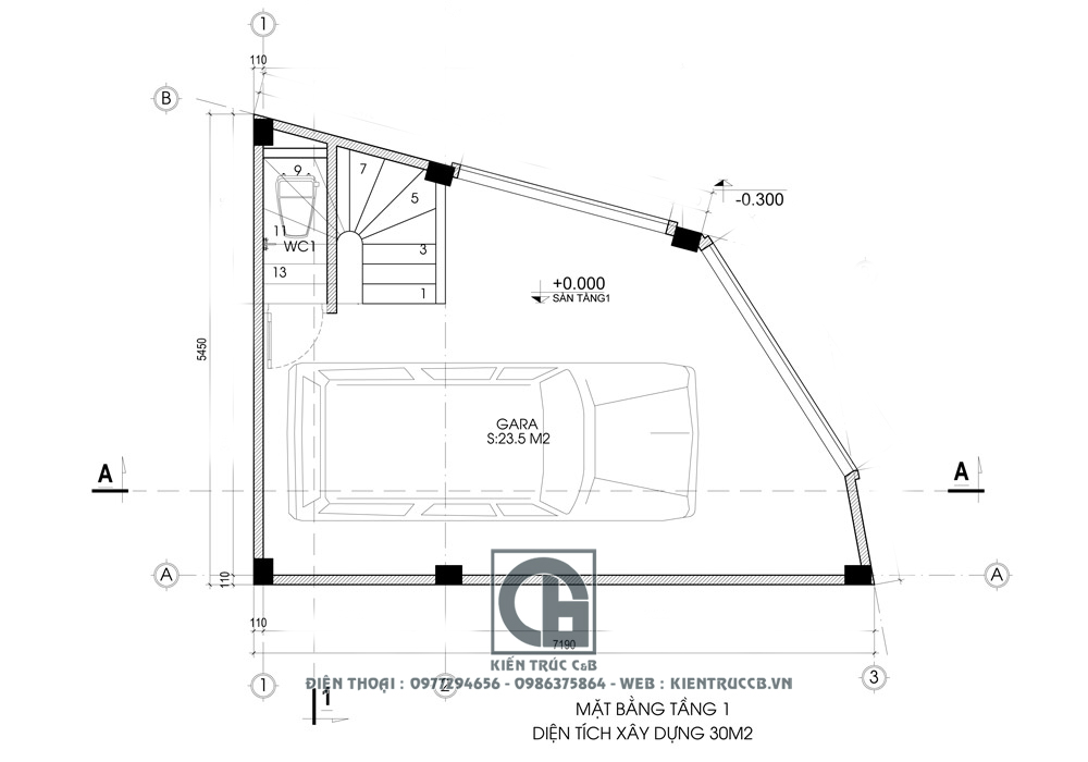 Thiết kế nhà ống 5 tầng 2 mặt tiền