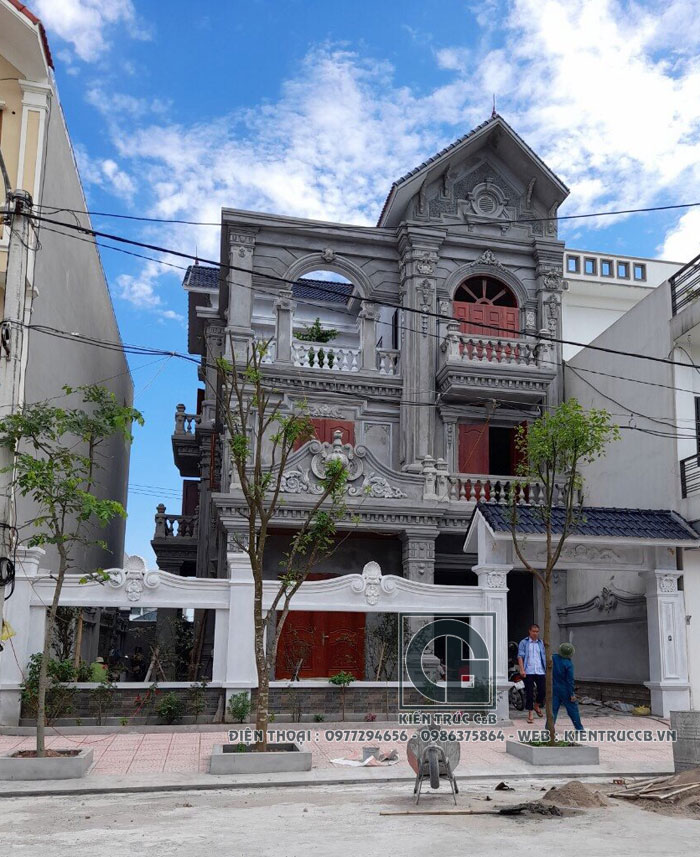 Tiến độ thi công mẫu biệt thự 3 tầng tân cổ điển 