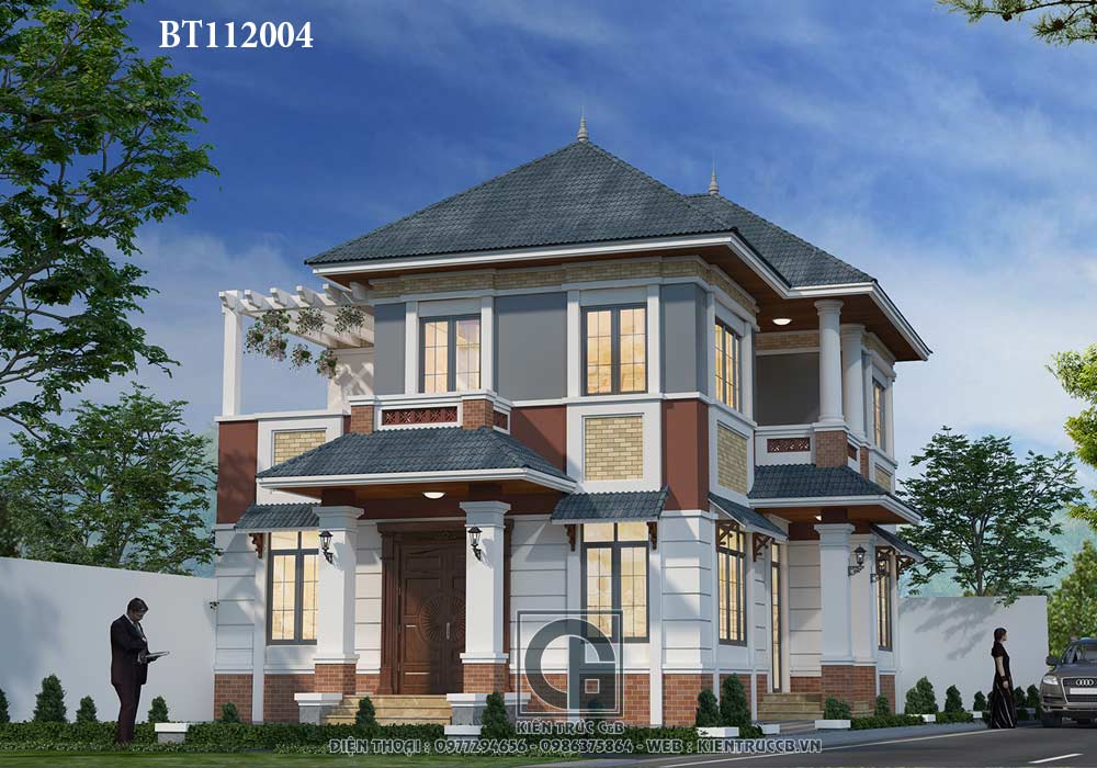 Mẫu biệt thự 2 tầng mái Nhật hiện đại