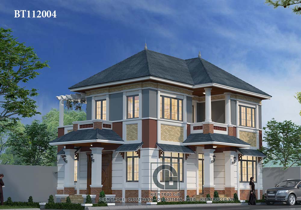 Mẫu biệt thự 2 tầng mái Nhật hiện đại