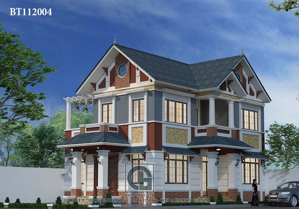 Mẫu biệt thự 2 tầng mái Nhật hiện đại