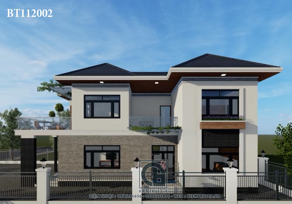 Mẫu biệt thự đẹp 2 tầng mái Nhật