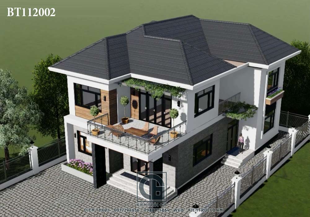Mẫu biệt thự đẹp 2 tầng mái Nhật
