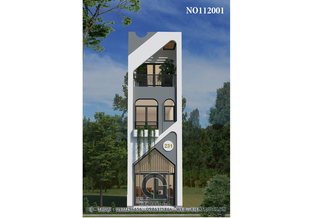 Mẫu nhà ống 3 tầng 1 tum hiện đại