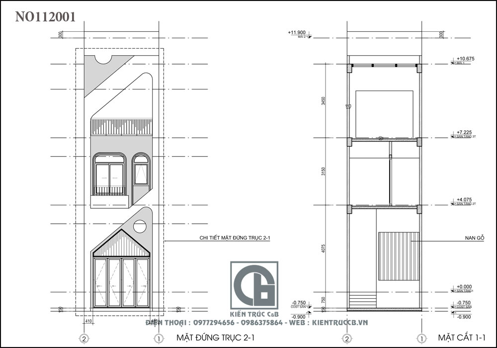 Mẫu nhà ống 3 tầng 1 tum hiện đại