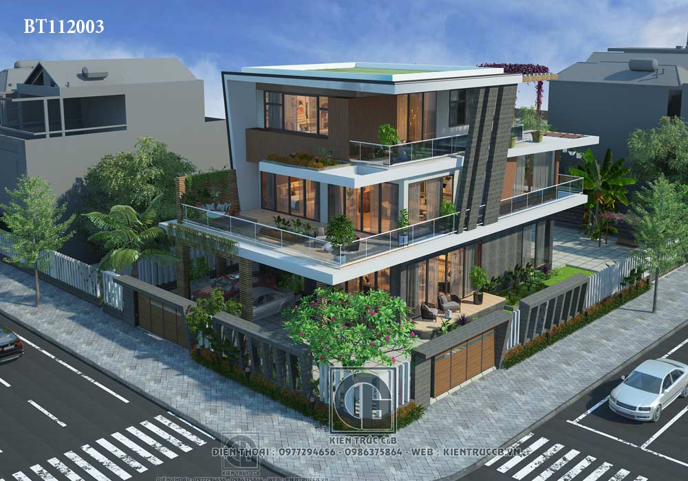 Thiết kế biệt thự 3 tầng hiện đại