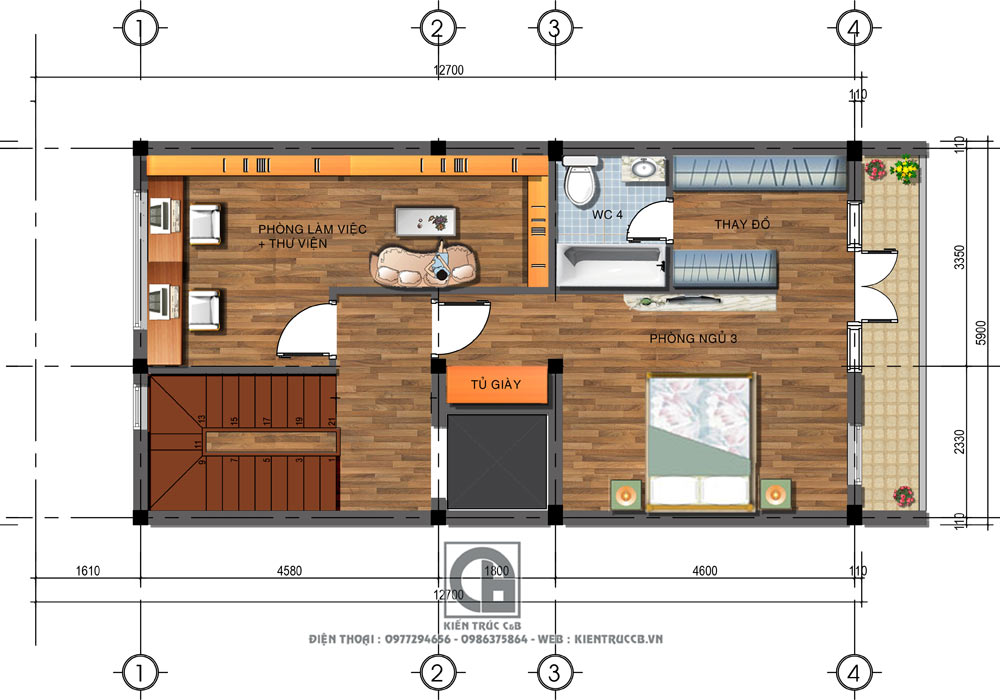 Thiết kế nhà ống 5 tầng kết hợp kinh doanh