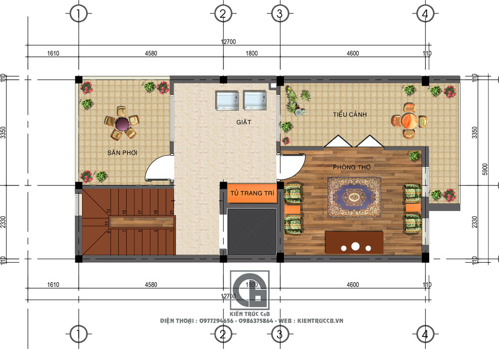 Thiết kế nhà ống 5 tầng kết hợp kinh doanh