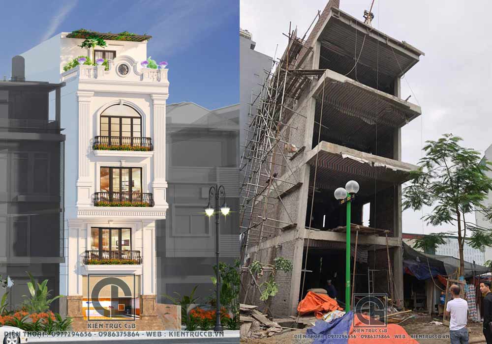 Tiến độ thiết kế nhà ống 4 tầng