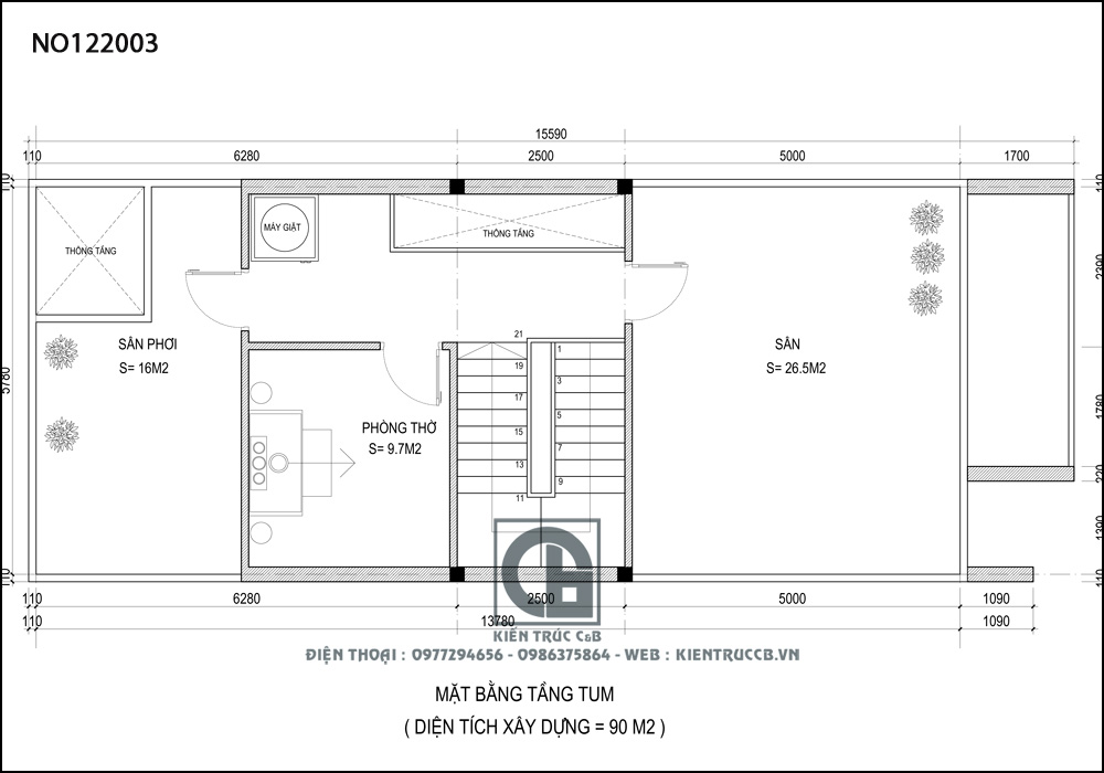 mẫu nhà ống 3 tầng đẹp mái lệch