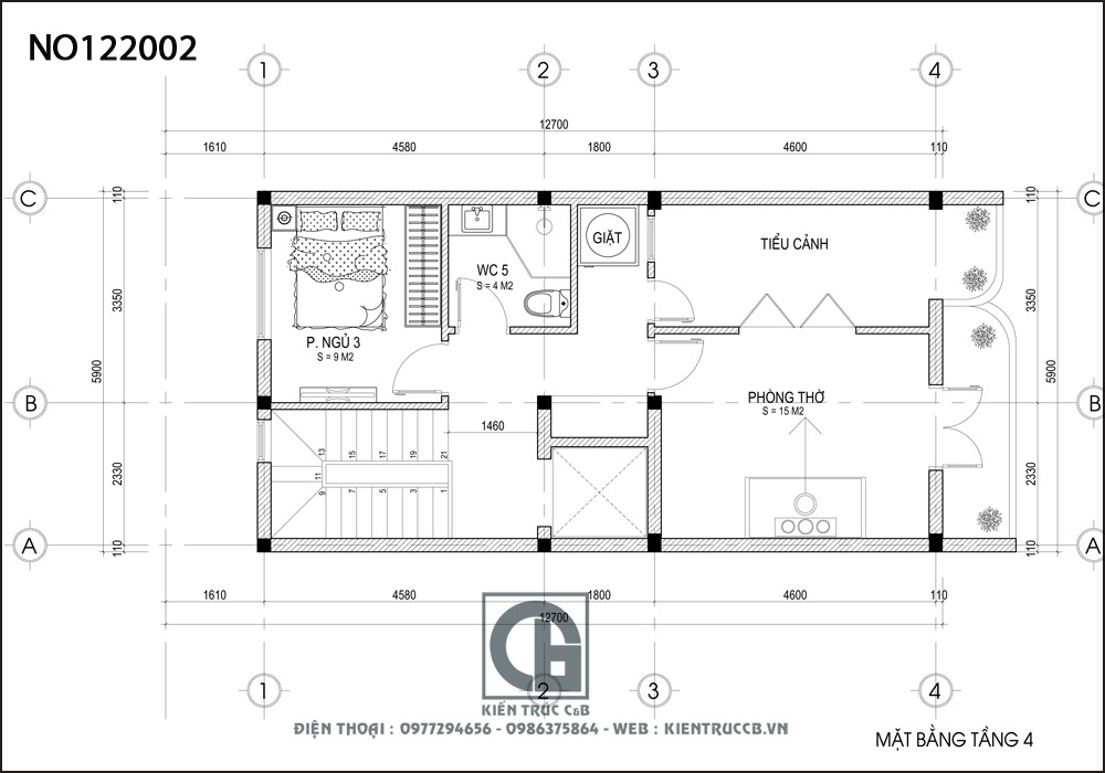 mẫu thiết kế nhà ống 4 tầng