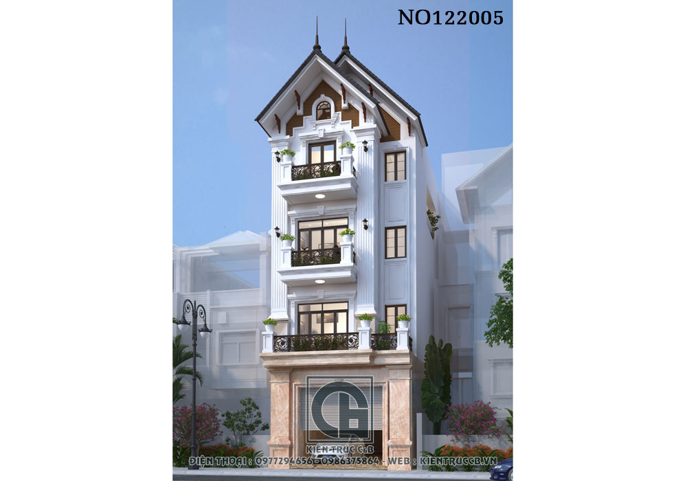 Thiết kế nhà ống 4 tầng tân cổ điển