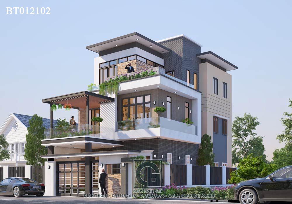 Mẫu biệt thự 3 tầng 100m2