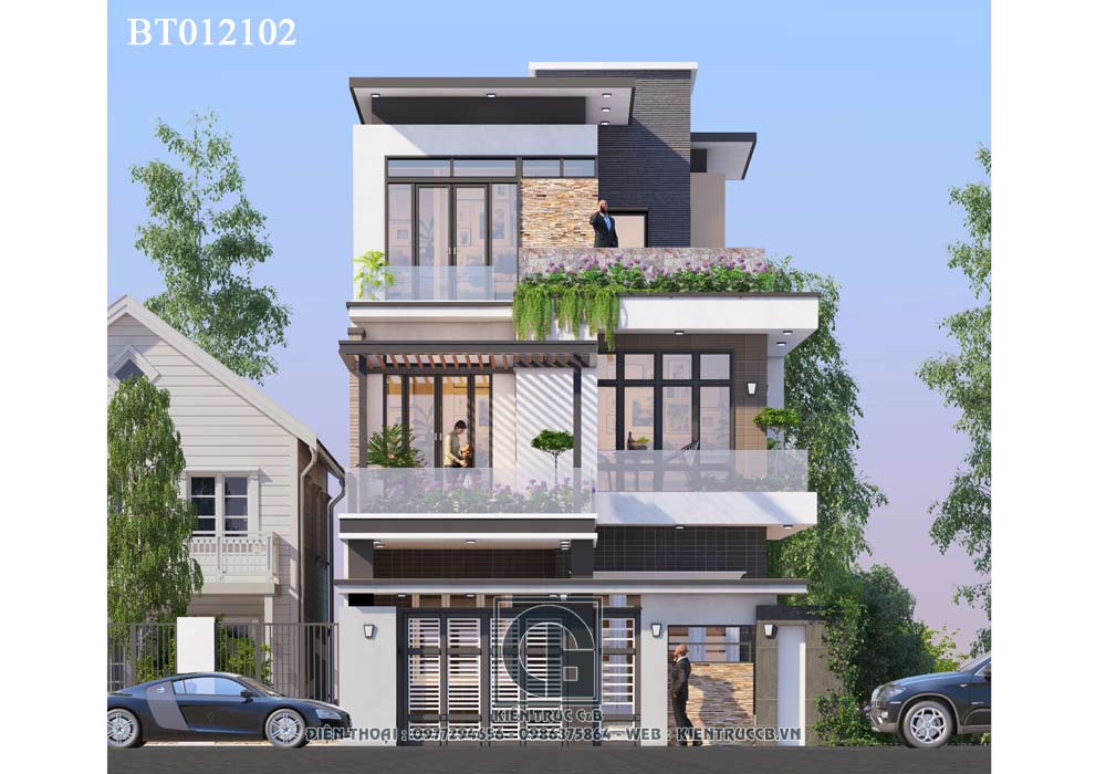Mẫu biệt thự 3 tầng 100m2