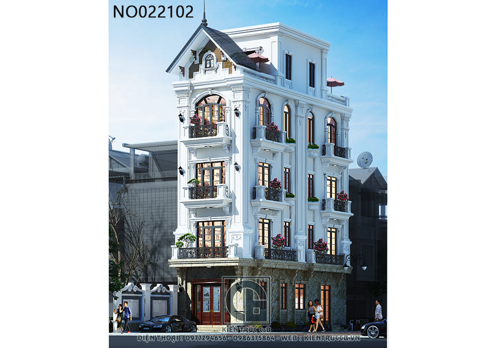 Mẫu nhà ống đẹp 5 tầng tân cổ điển