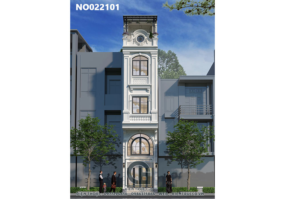 Thiết kế nhà ống 5 tầng tân cổ điển