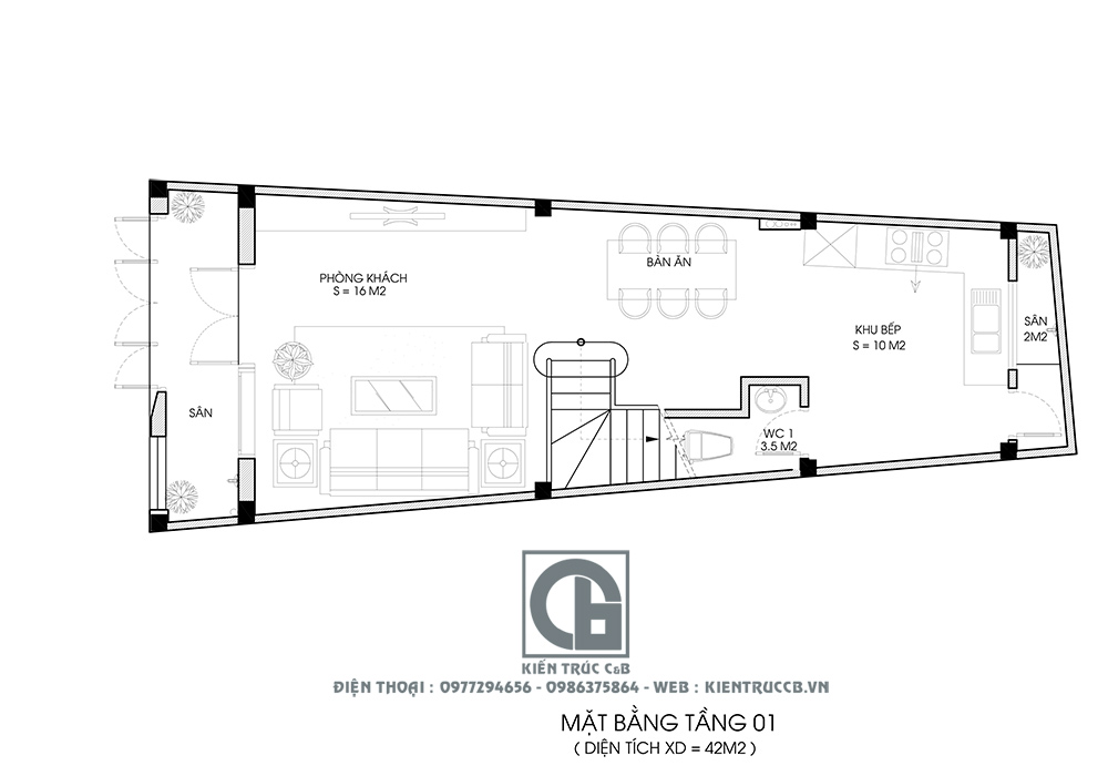 mẫu nhà ống đẹp 3 tầng phong cách hiện đại